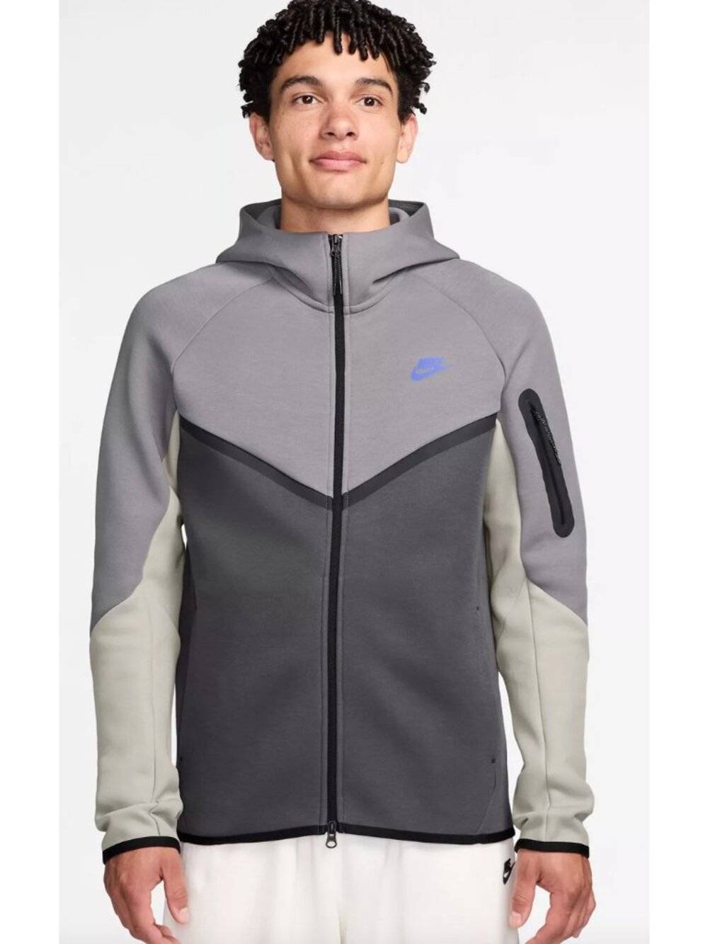 Nike Mens Nike Tech Full-Zip Jacket Windrunner Hooded Size XL Gray HV0949-01